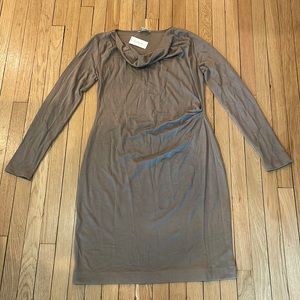 Camel, light brown colored Draped knit dress